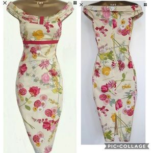 Karen Millen Bardot Style Floral Wiggle Bodycon